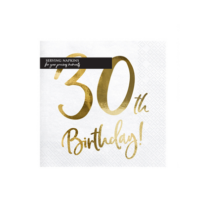 20 serviettes de table tendance - 33 cm - 30e anniversaire