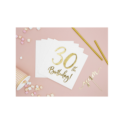 20 serviettes de table tendance - 33 cm - 30e anniversaire