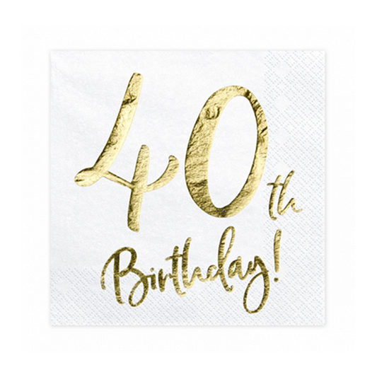 20 serviettes de table Trend - 33 cm - 40e anniversaire