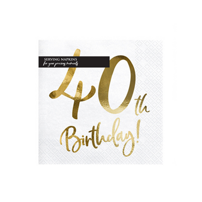 20 serviettes de table Trend - 33 cm - 40e anniversaire