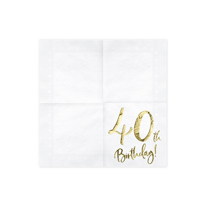 20 serviettes de table Trend - 33 cm - 40e anniversaire