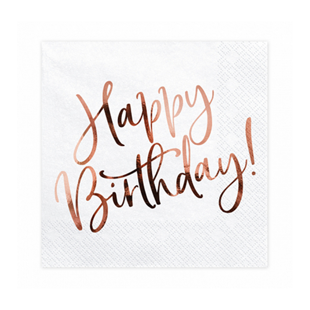 20 serviettes tendance - 33cm - Happy Birthday Or Rose
