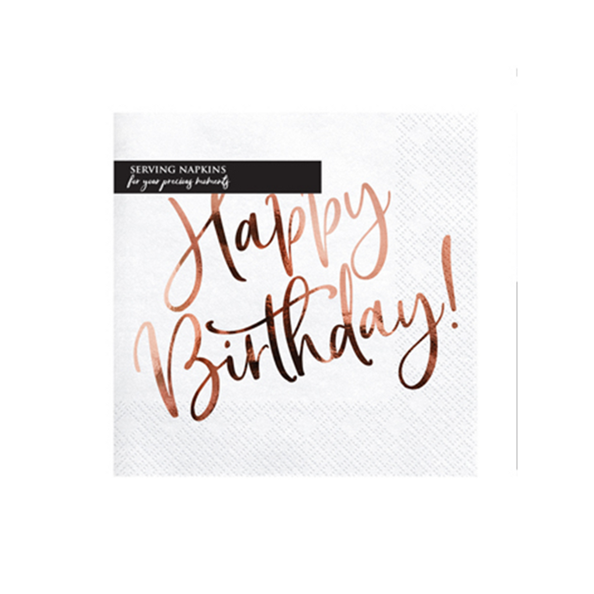 20 serviettes tendance - 33cm - Happy Birthday Or Rose