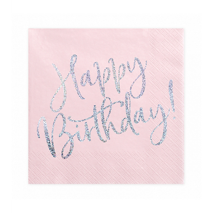 20 Serviettes Tendance - 33cm - Joyeux Anniversaire Brillant