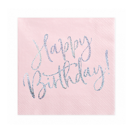 20 Serviettes Tendance - 33cm - Joyeux Anniversaire Brillant