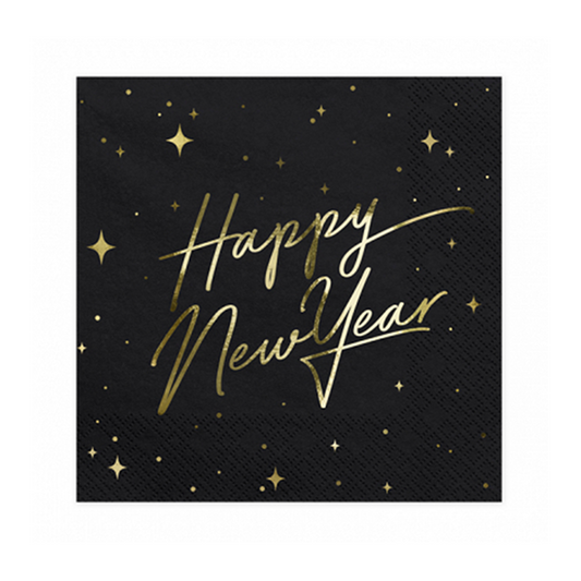 20 serviettes de table tendance - 33cm - Happy New Year Elegant