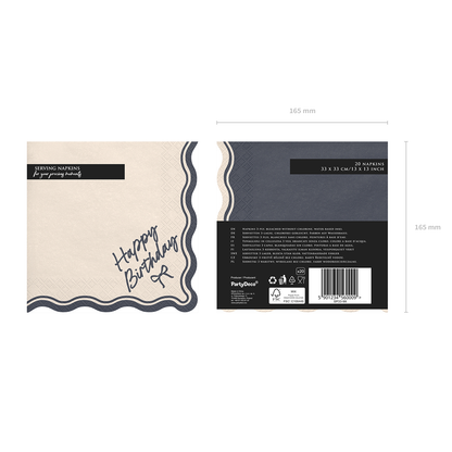 12 serviettes – Nœud Happy Birthday