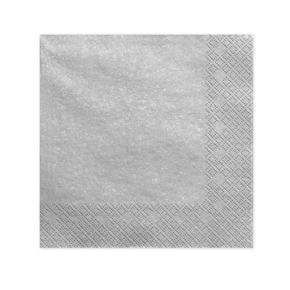 20 serviettes trois plis - Ø 40cm, aspect métallisé argenté