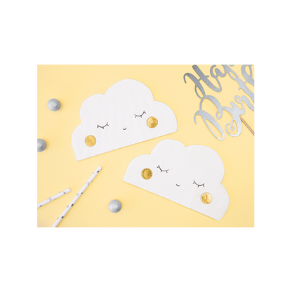 20 serviettes de table tendance - 16 cm - Nuage