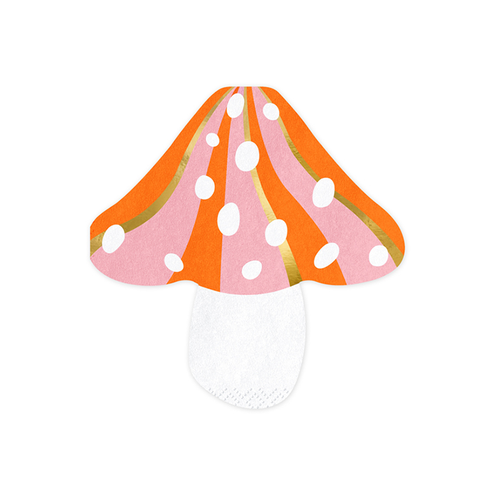 20 serviettes de table tendance - 13cm - Champignon