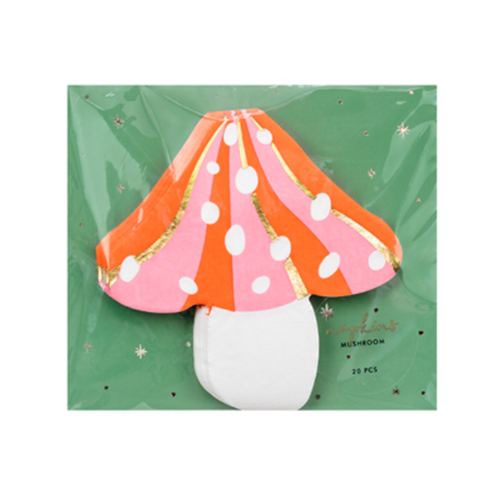 20 serviettes de table tendance - 13cm - Champignon