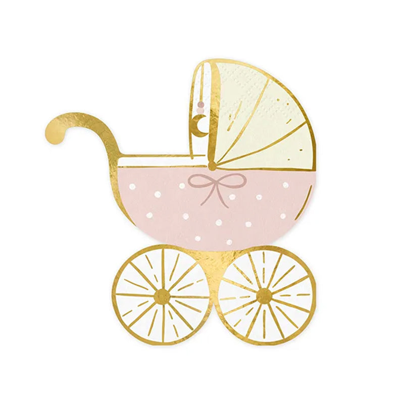 20 Serviettes tendance - 15cm - Landau bébé rose