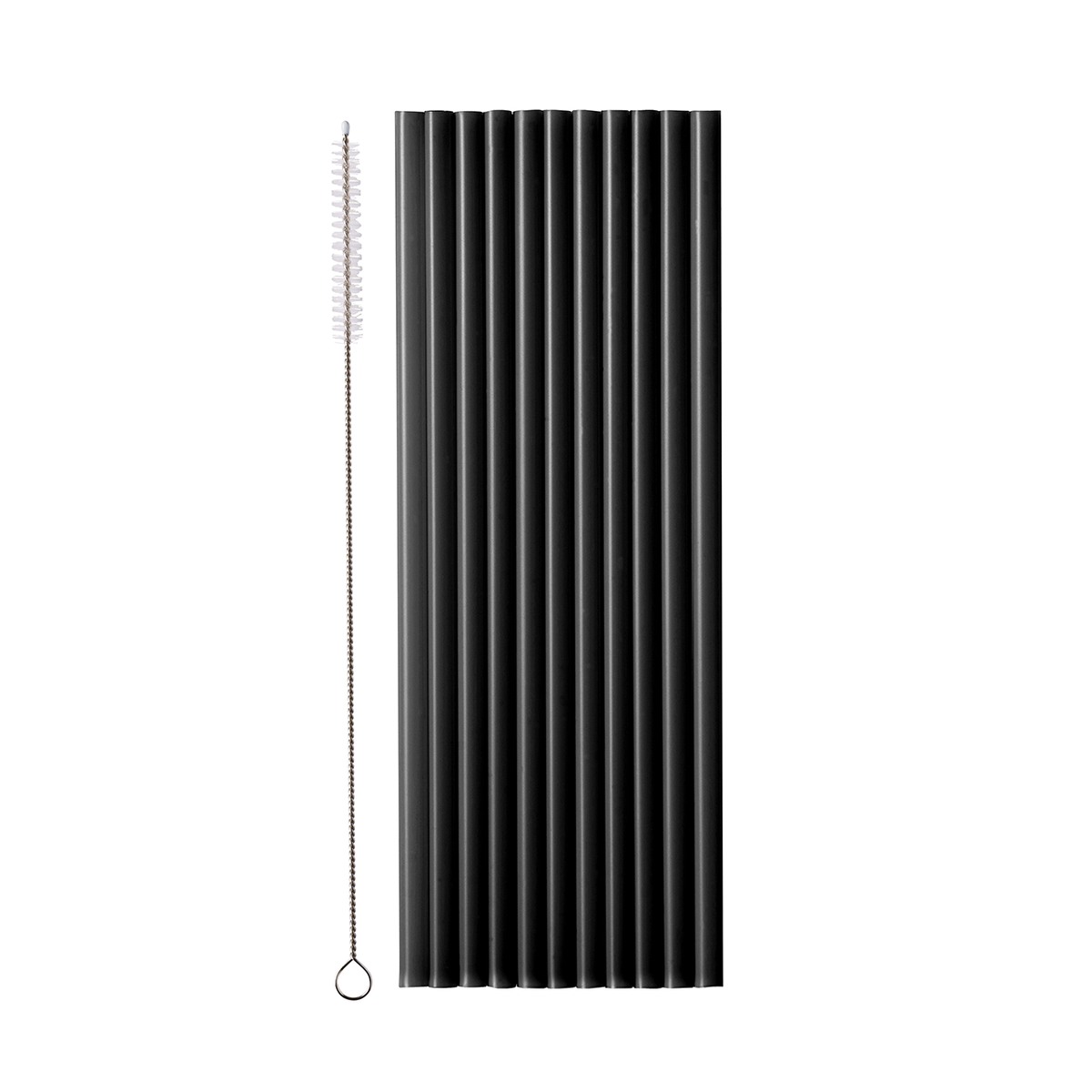 12 pailles en plastique - Noir