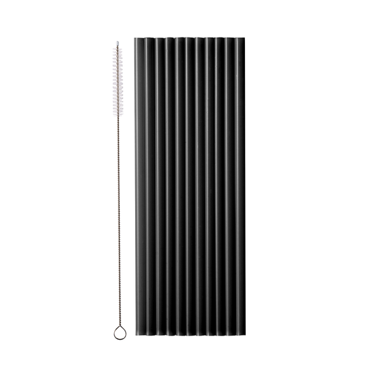 12 pailles en plastique - Noir