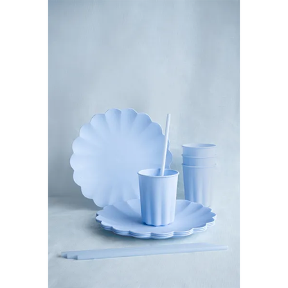 12 pailles en plastique - bleu clair