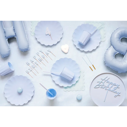 12 pailles en plastique - bleu clair
