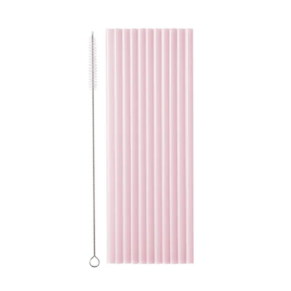12 plastic rietjes - roze