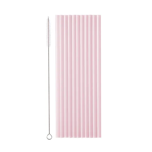 12 pailles en plastique - Rose