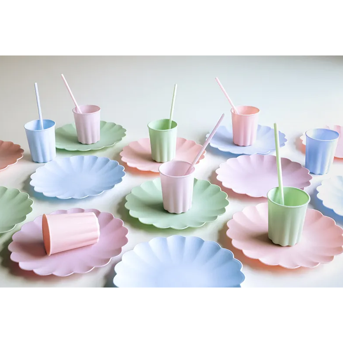 12 plastic rietjes - roze