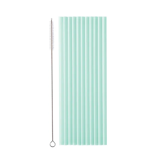12 pailles en plastique - Sauge