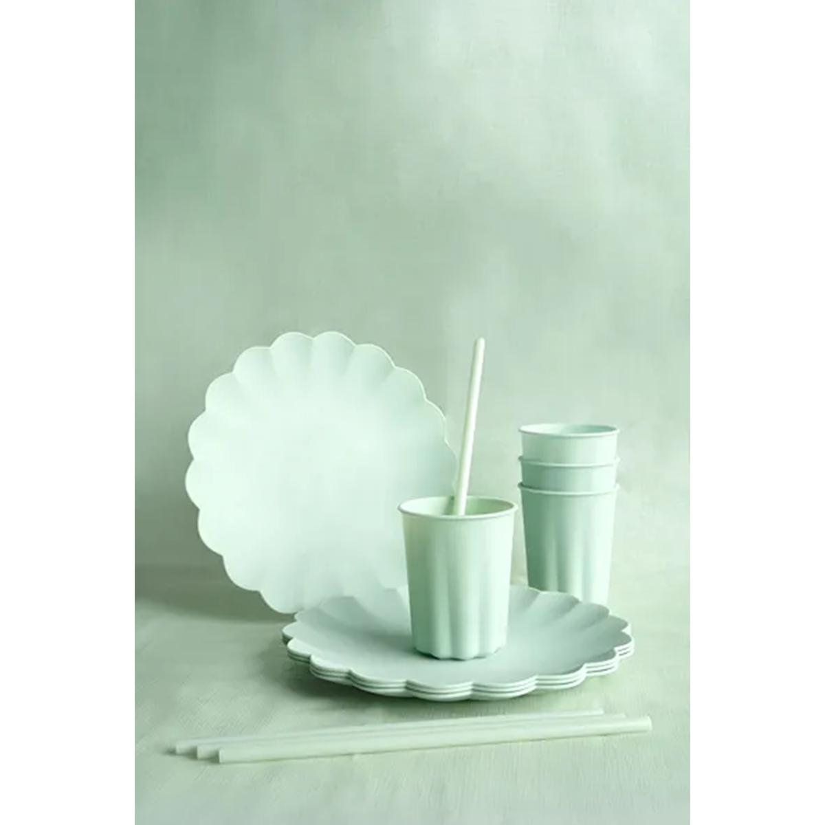 12 pailles en plastique - Sauge