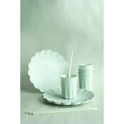 12 pailles en plastique - Sauge