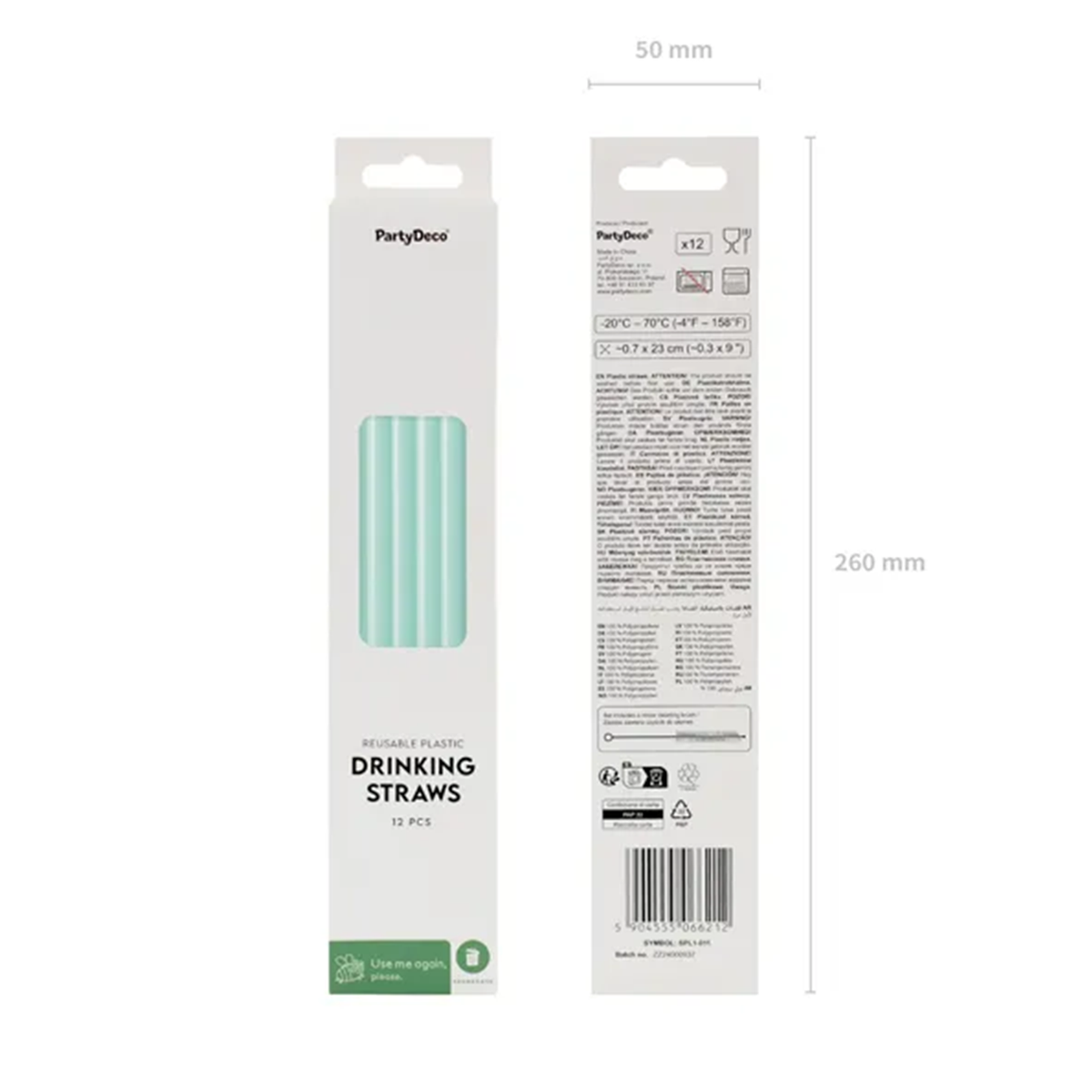 12 pailles en plastique - Sauge