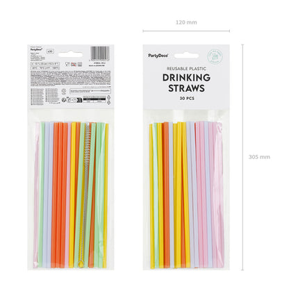 30 pailles en plastique - Assortiment
