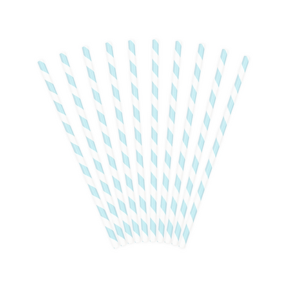10 pailles en papier - Assortiment - Bleu clair