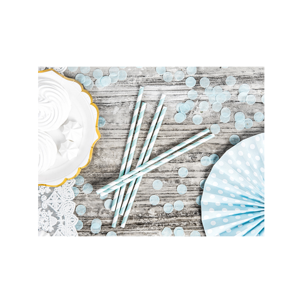 10 pailles en papier - Assortiment - Bleu clair