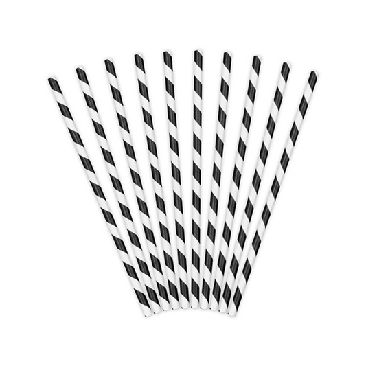 10 pailles en papier - Mix - Noir