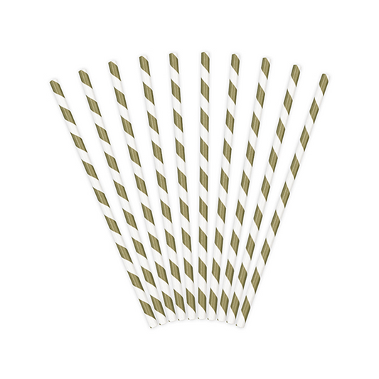 10 pailles en papier - Mix - Doré