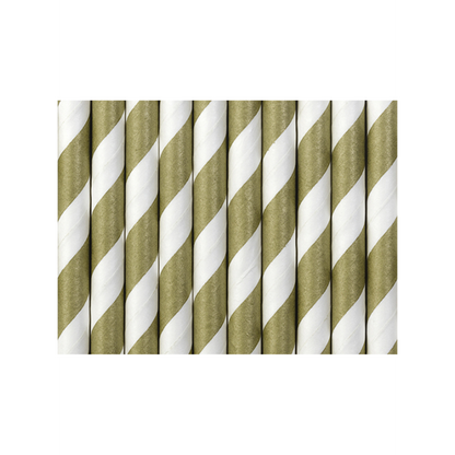 10 pailles en papier - Mix - Doré
