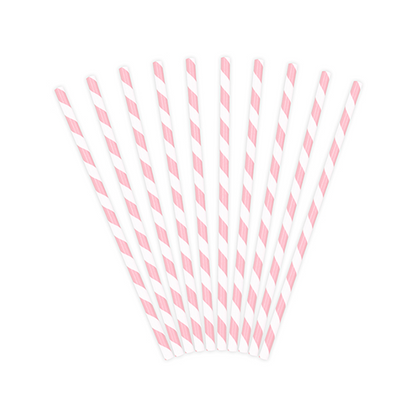 10 papieren rietjes - mix - roze