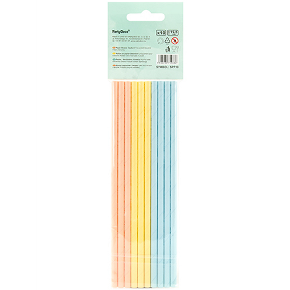 10 pailles en papier - Couleurs pastel