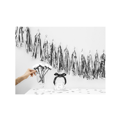 1 Guirlande de pompons - 1,5 m - Argent