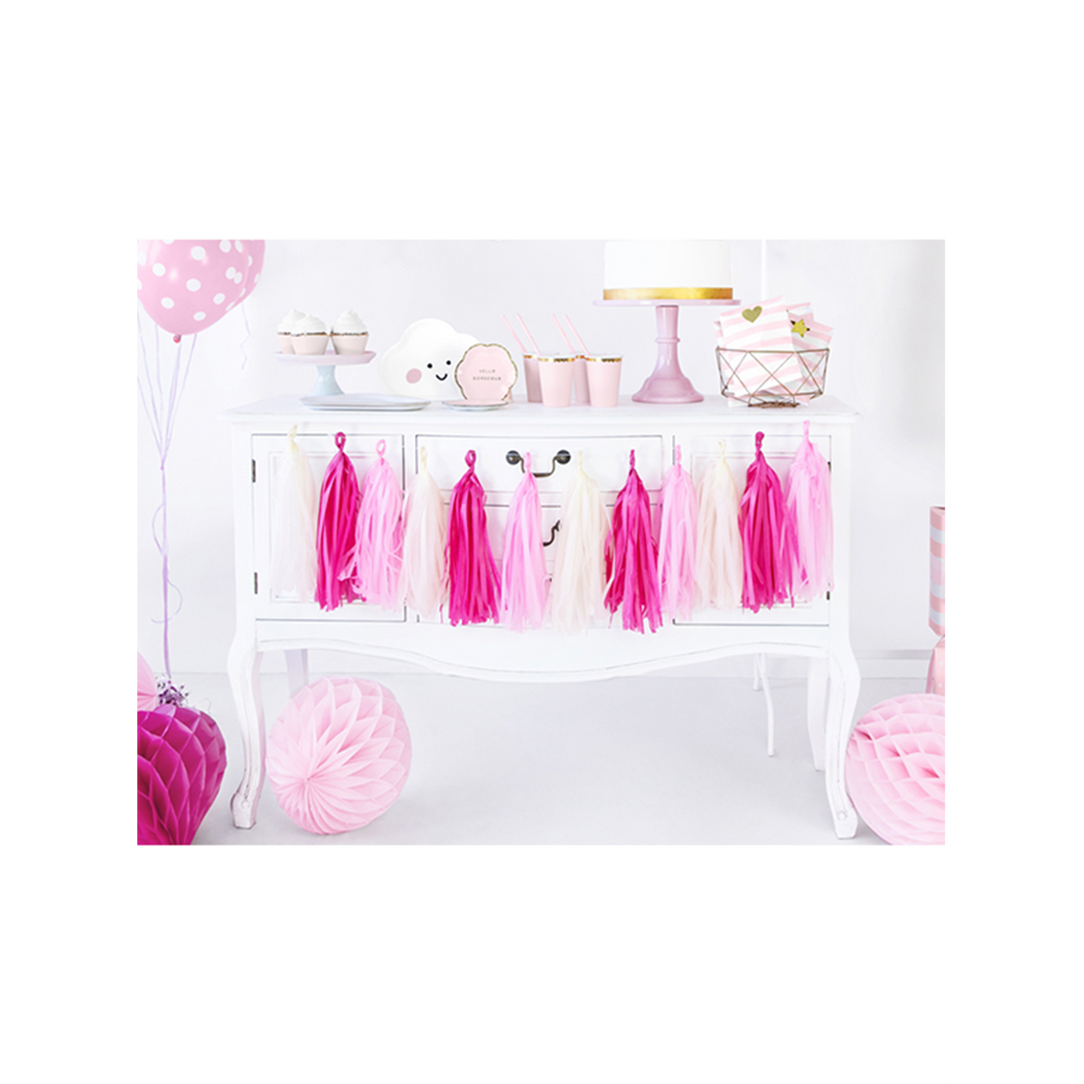 1 guirlande à pompons - 1,5m - Girly