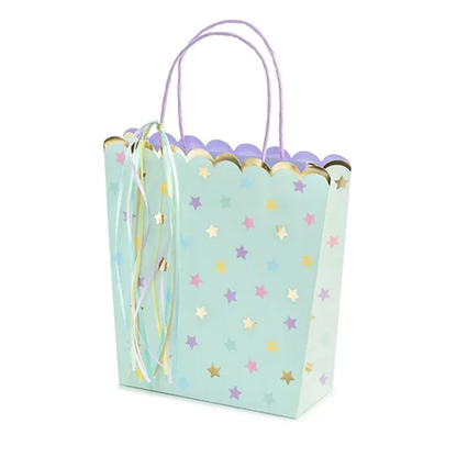 1 sac cadeau - étoiles bleu clair