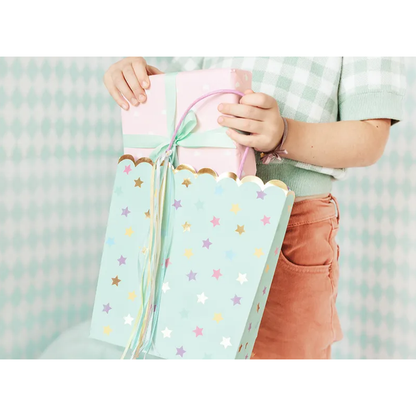 1 sac cadeau - étoiles bleu clair