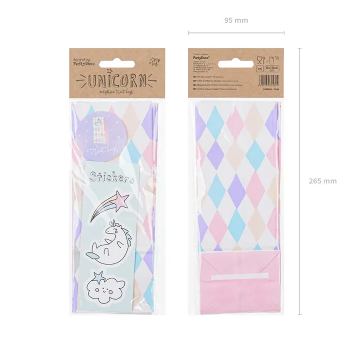 6 Pochettes cadeaux - Licorne