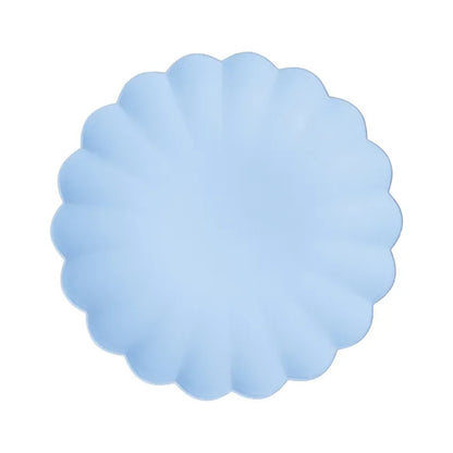 4 assiettes en plastique - Volant - Bleu clair