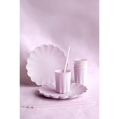 4 plastic borden - ruche - violet