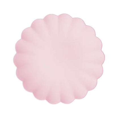 4 Assiettes en plastique - Volant - Rose