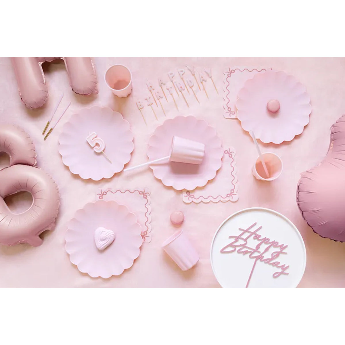 4 Assiettes en plastique - Volant - Rose