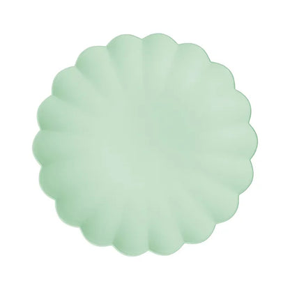4 assiettes en plastique - Volant - Sauge