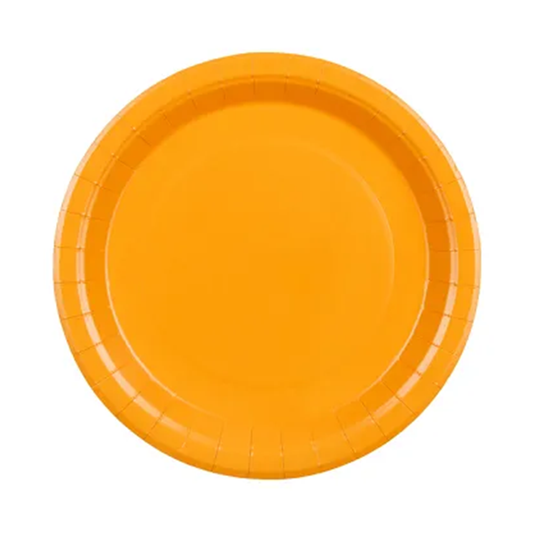 6 assiettes en carton - Orange clair - 23cm