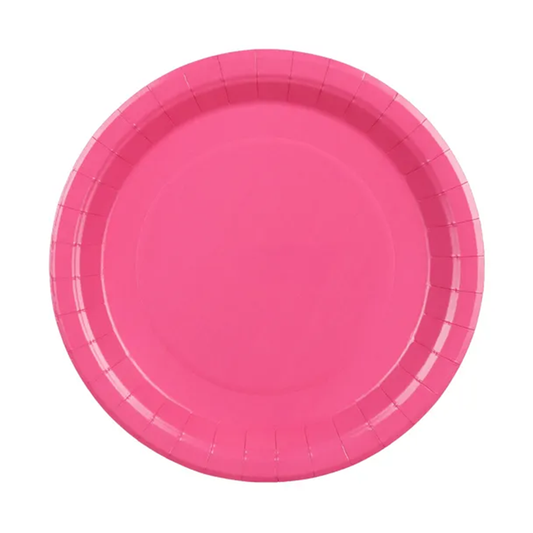6 assiettes en carton - Rose foncé - 23cm