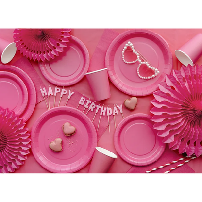 6 assiettes en carton - Rose foncé - 23cm