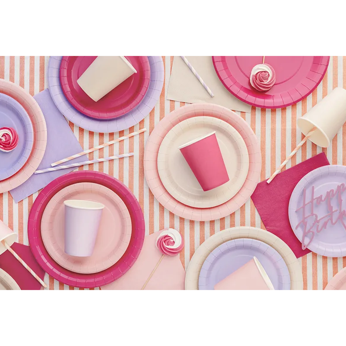 6 assiettes en carton - Rose foncé - 23cm