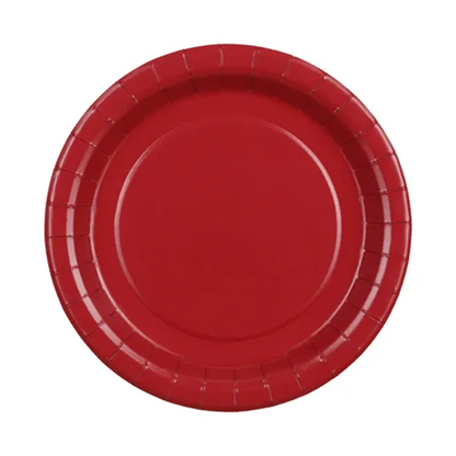 6 papieren borden - donkerrood - 23 cm